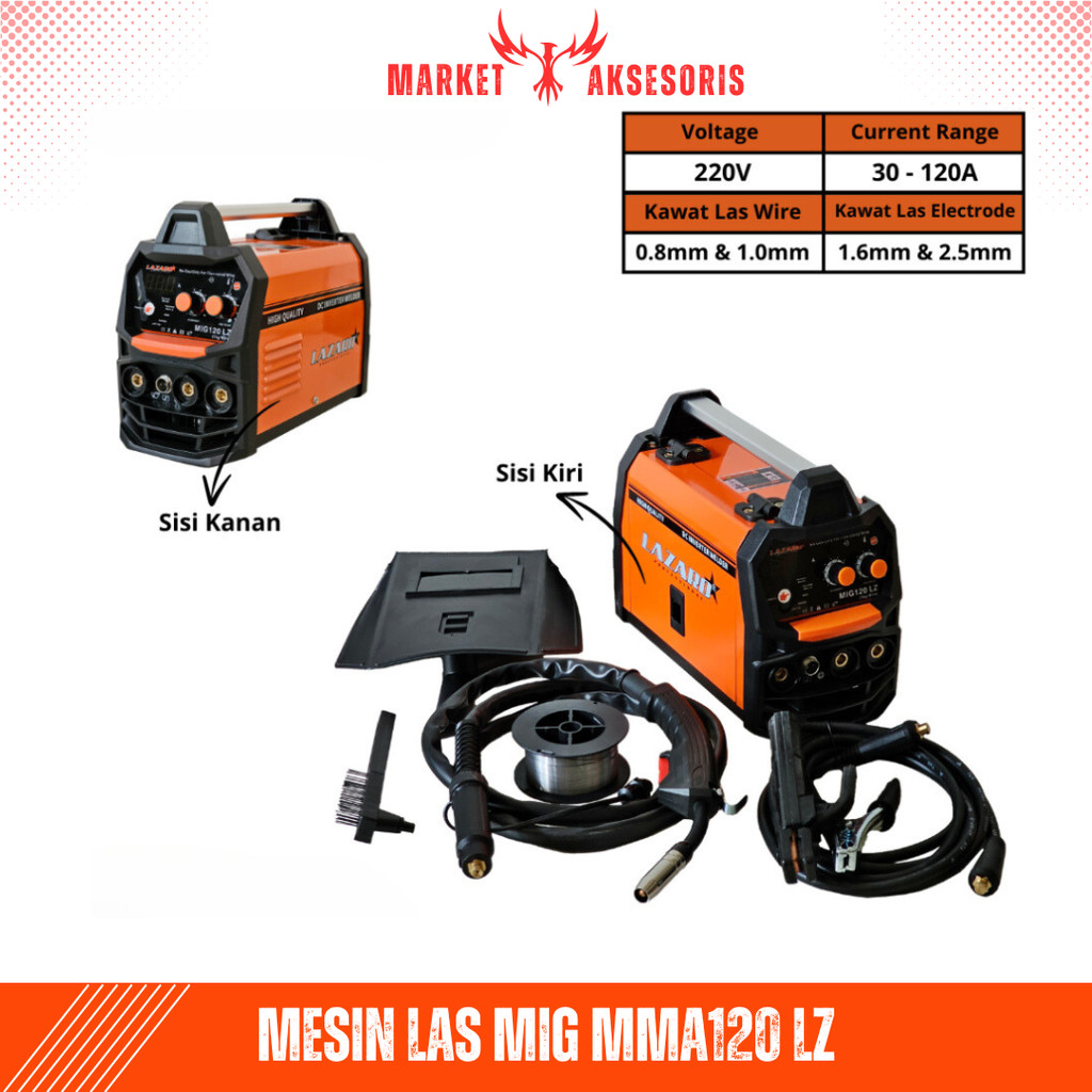 LAZARO Mesin Las MIG MMA120 LZ Trafo Las Inverter Mesin Travo Trapo Listrik Lass Welding Machine Ste