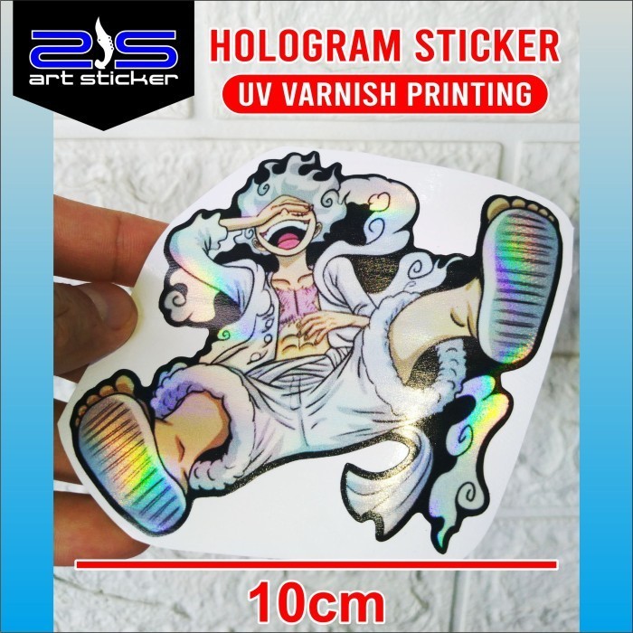 

Sticker Hologram Anime One Piece Luffy Gear 5 UV Varnish Printing - 10cm