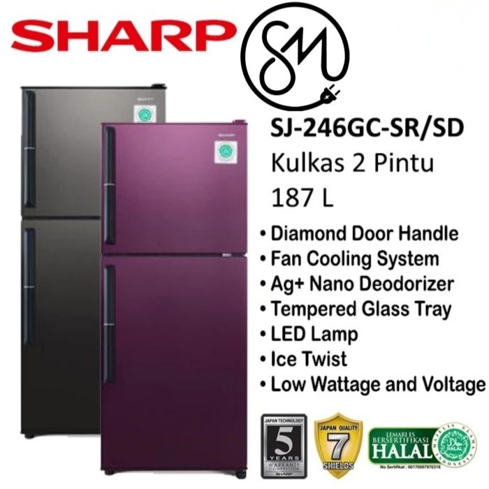 Kulkas Sharp 2 pintu SJ-246GC SD SR SJ246GC 187 L