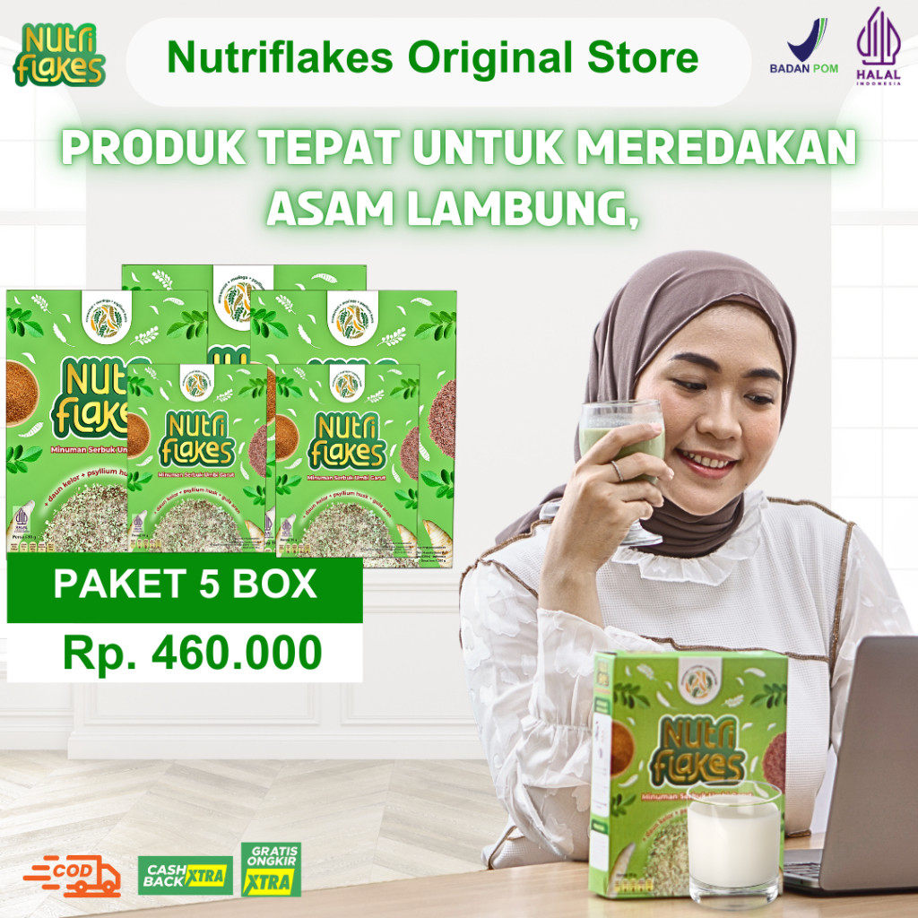 

Nutriflakes Umbi Garut Original Mengatasi Asam Lambung, Maag, & Gerd 5 Box