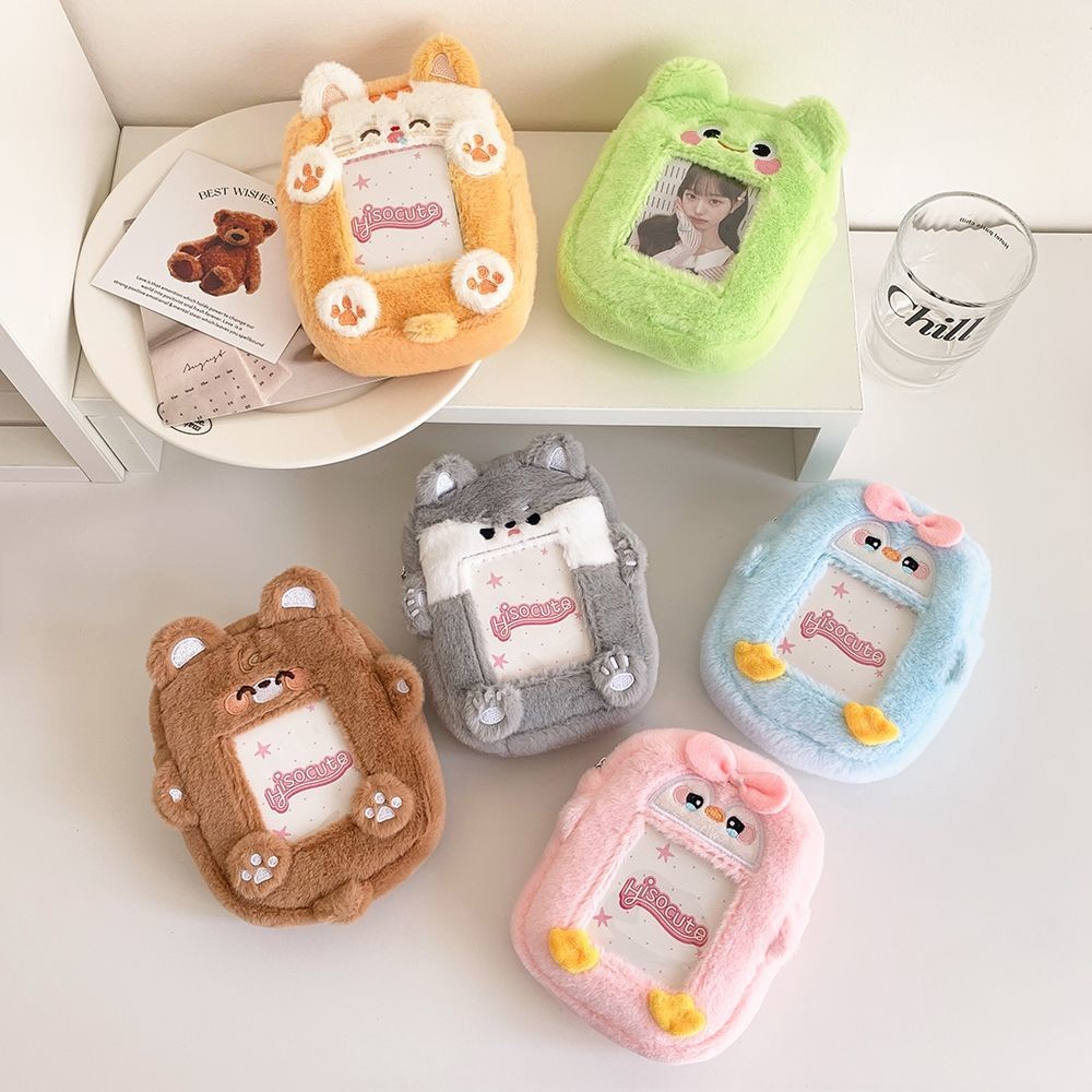 

Photocard Holder Cartoon Cute Card Holder Keychain Gantungan Kunci Animal Plush Card Holder