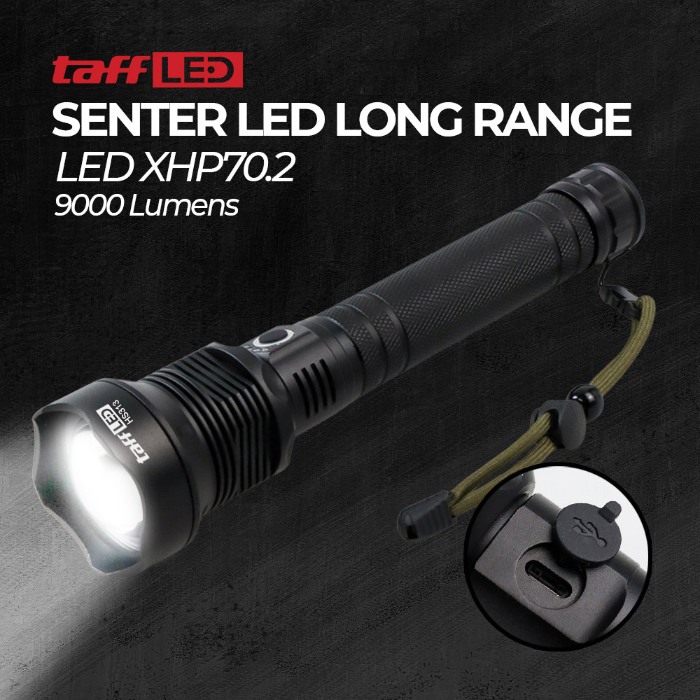 TaffLED Senter LED Long Range Zoom 9000 Lumens