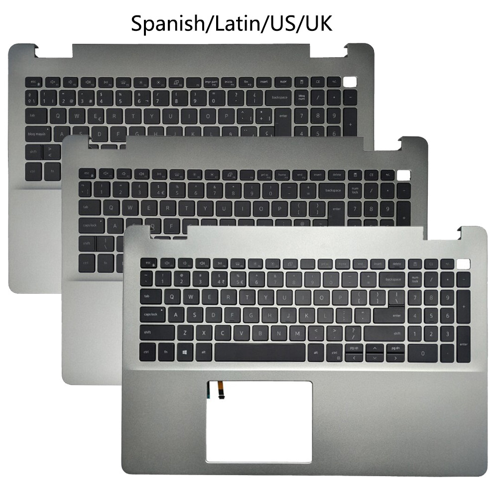 New Backlit Latin/US/UK/Spanish Keyboard For Dell Inspiron 5000 5593 07G0RN With Palmrest Upper Cove