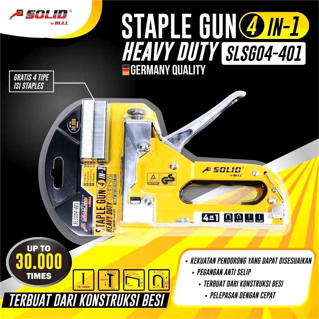 

Staples Tembak/Staple Gun 4 in 1 / Bisa 4 Jenis Staples / FREE 800 PAKU / Heavy Duty SLSG04-401 by BULL