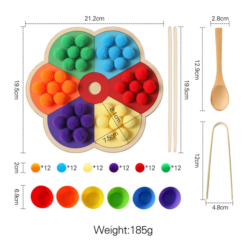 

Wooden Montessori Toy Flower Shape Rainbow Board Baby Color Sorting Sensory Toy Children Fine Motor Skill Education Toy Kid Gift