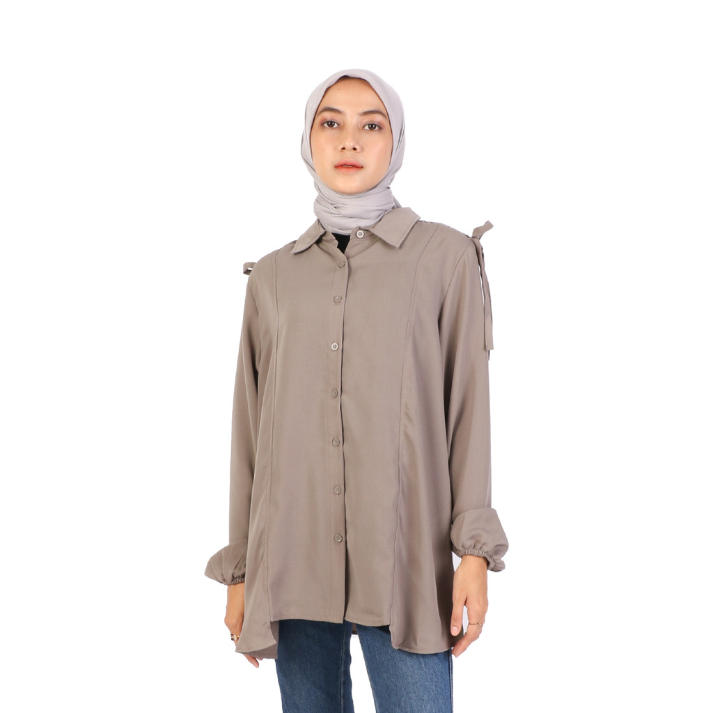 Ohya Kemeja Shirt Wanita Aubrie Top Charcoal Grey