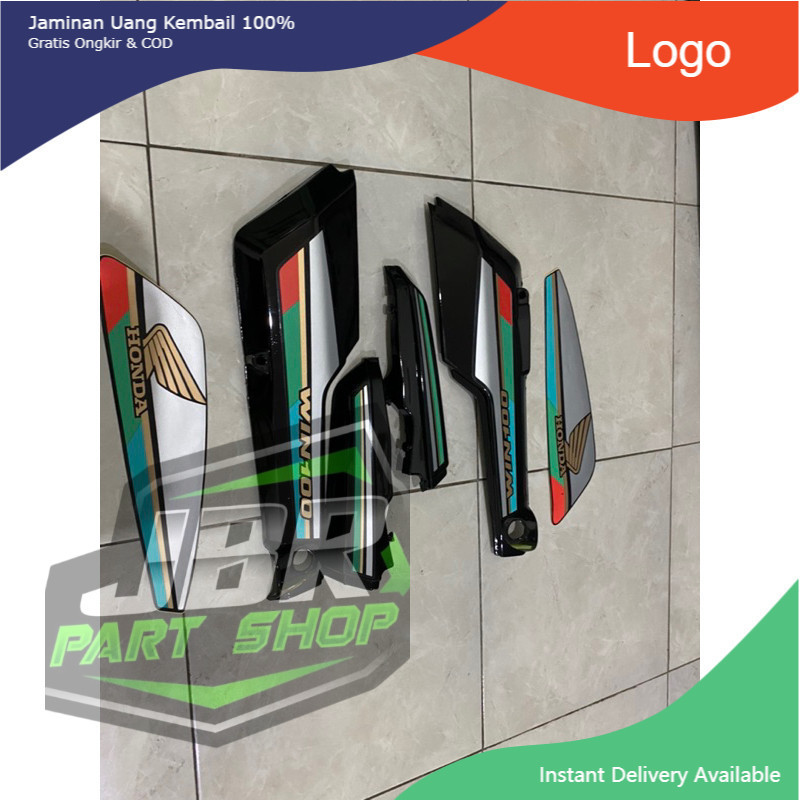 cover body bodi honda win body win 100 warna hitam set setriping