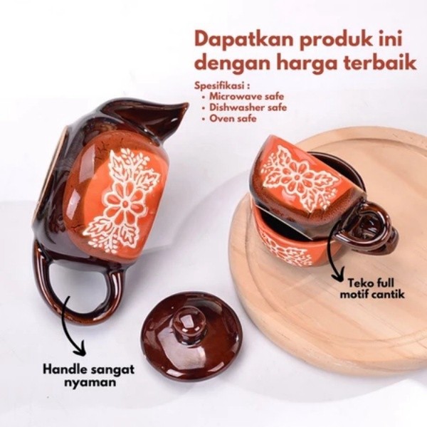 Teko Bunga Estetika / Cangkir Teko Pot Set Keramik/Mewah Hampers Gelas Kopi Unik/Souvenir Kado