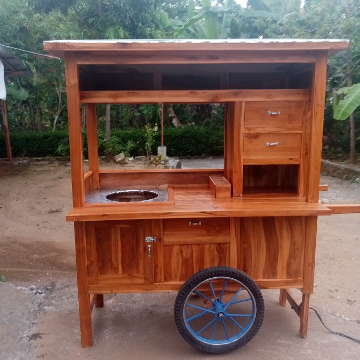 gerobak mie ayam kayu jati free ongkir