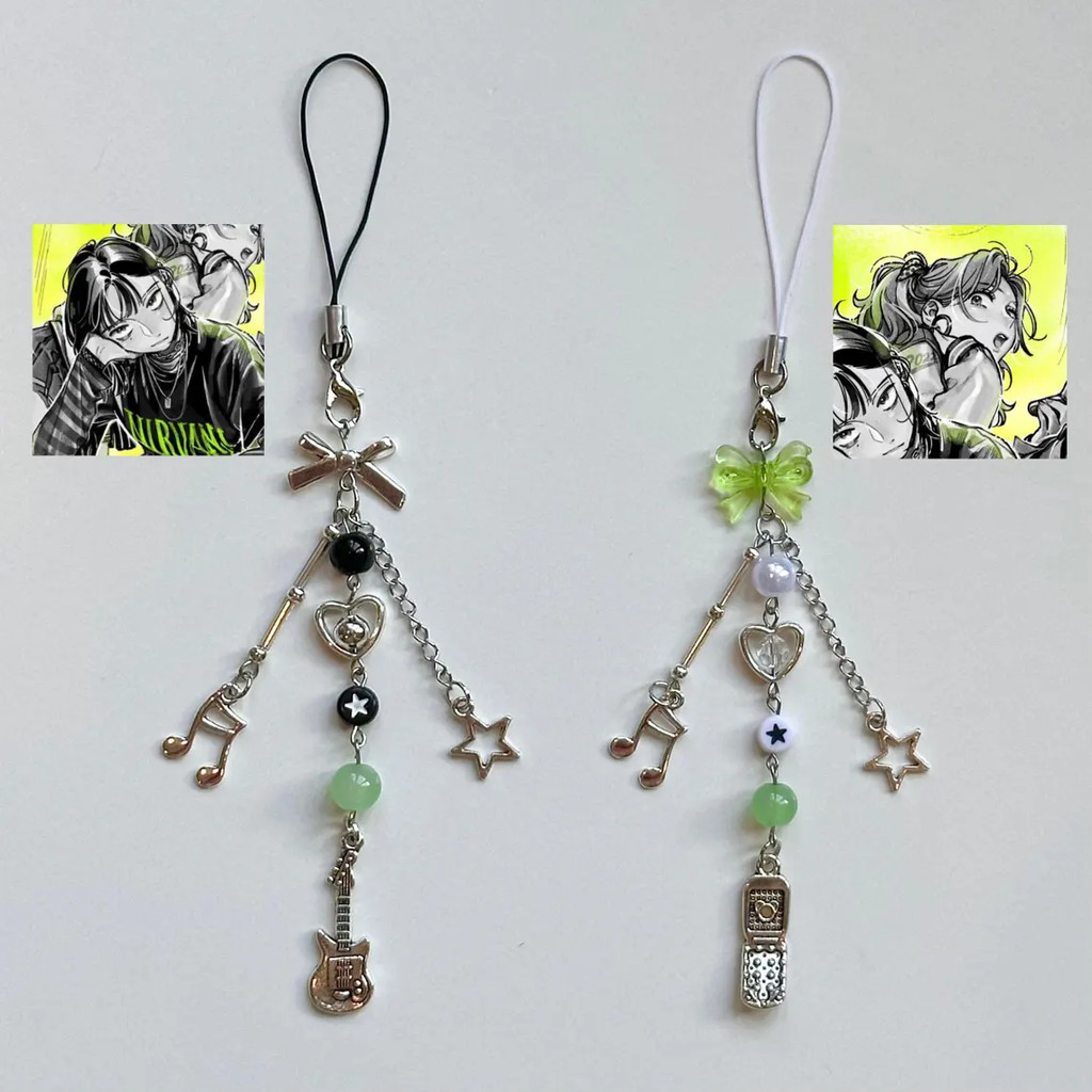 Mat-ing tgswiiwagaa Key-ains, Cyber Rockstar Phone -arms, Y2K Dainty Aesthetic, Simple Green Handmad