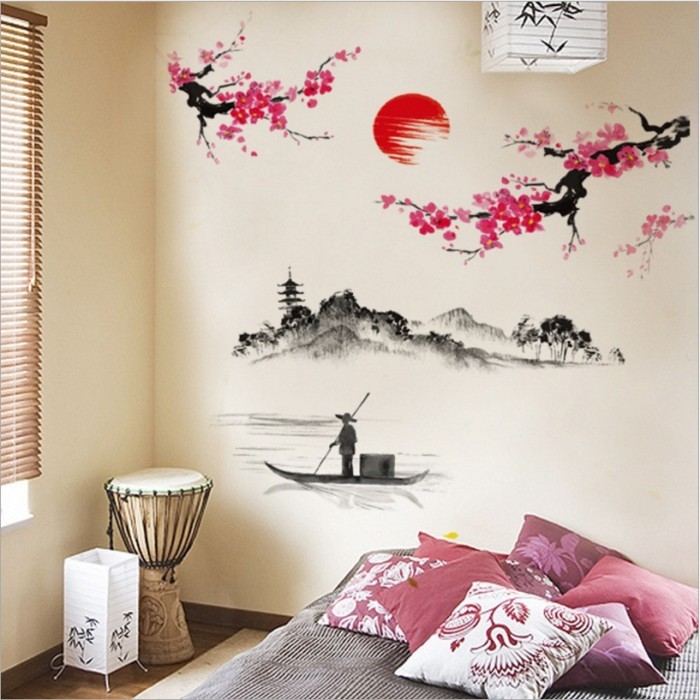 ORI~aikshop20_store Wall sticker lukisan jepang hiasan dekorasi stiker dinding kamar hotel