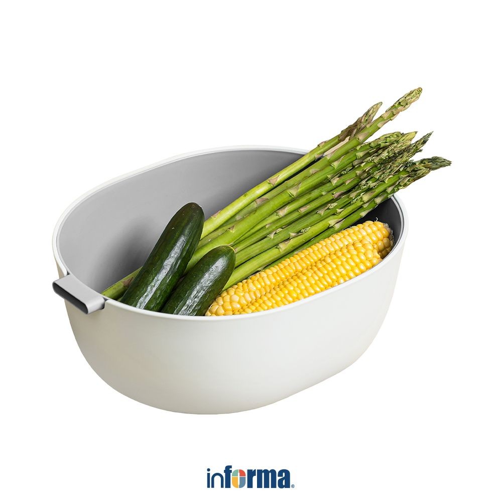 Informa Pearl Wadah Saringan - Krem Food Strainer Perlengkapan Dapur Tirisan Pencuci Buah Dan Sayur