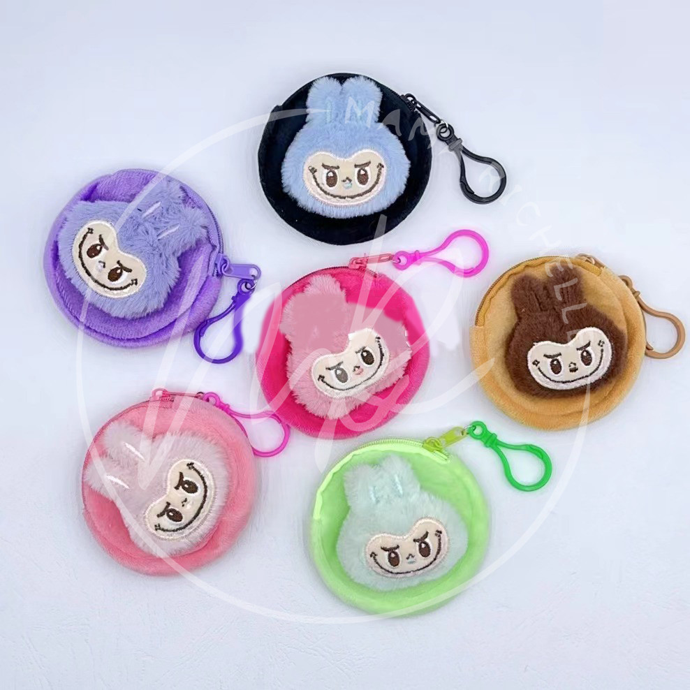 Dompet Koin Kain Bulu Labubu Premium Ala Korea / Mini / Cute / Gantungan Kunci / Pouch / Karakter / 
