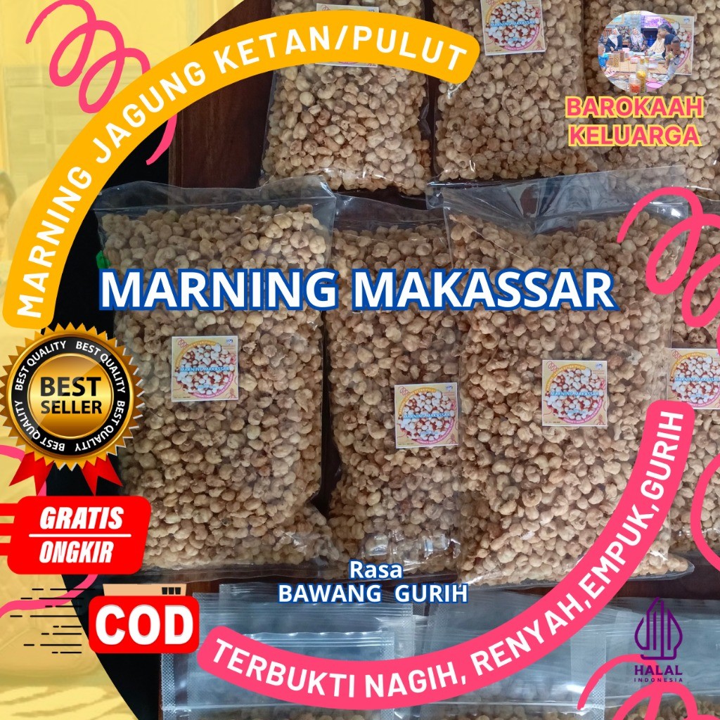 

Cemilan MARNING Milenial gen Z VIRAL terbuat dari JAGUNG KETAN PULUT SEPEREMPAT KILOGRAM (250gr) GURIH ASIN TERBUKTI RENYAH POOOL, DAN NAGIH BANGET OLEH-OLEH KHAS SULAWESI