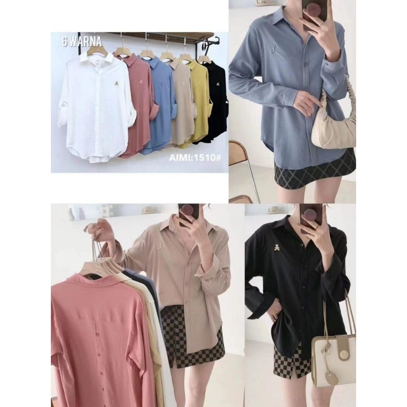 KEMEJA wanita Kemeja import London girl  Bahan suede import