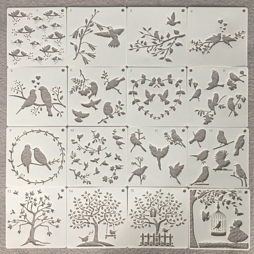 

16Pcs/Set 15cm Birds Swallow Tree DIY Layering Stencils Painting Scrapbook Coloring Embossing Album Decorative Template