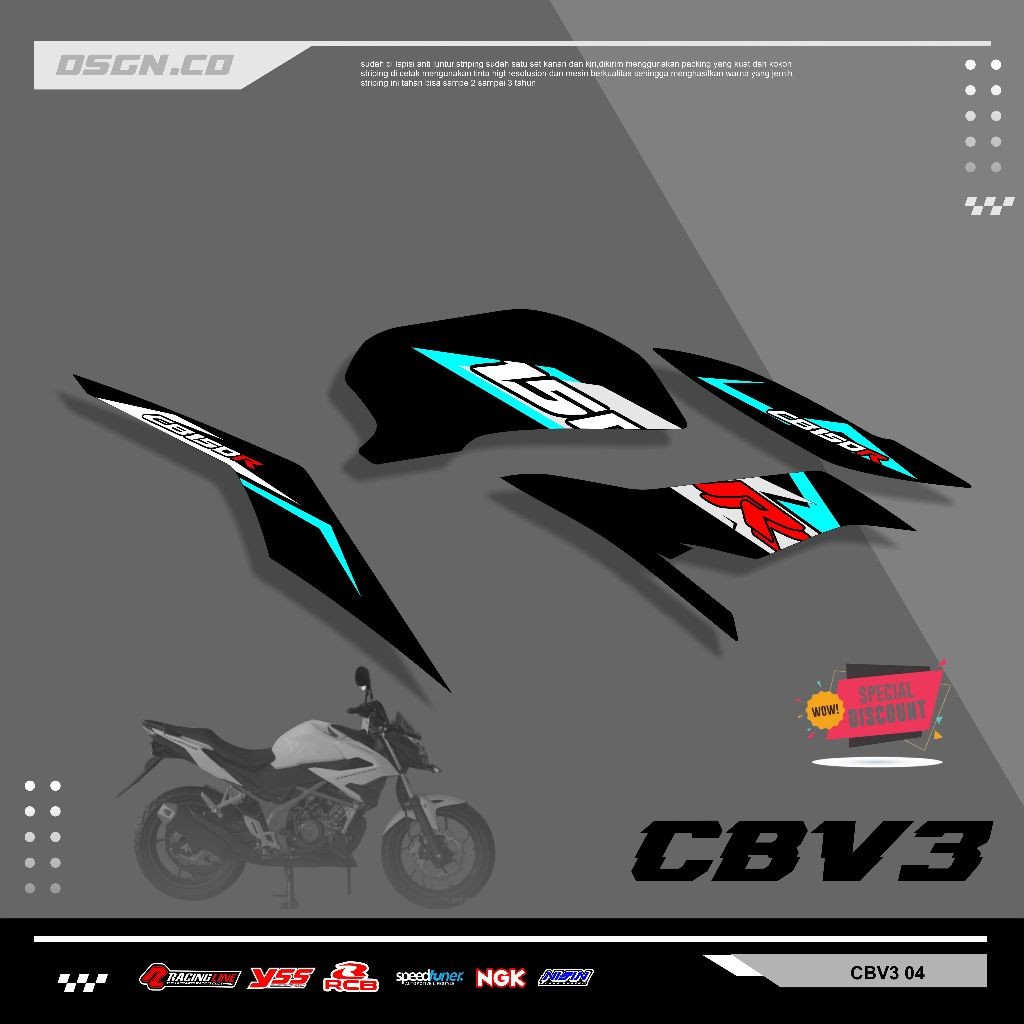 STRIPING CB150R V3 - STRIPING CB150R V3 NEW STREET FIRE - STIKER CB150R V3 SIMPEL 04