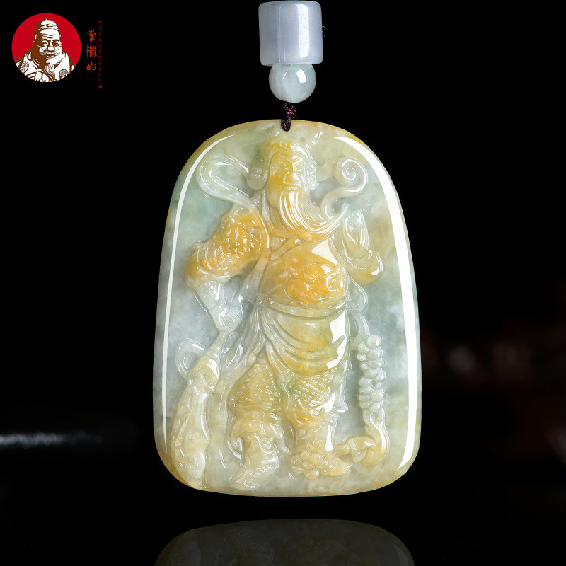 【Dengan sertifikat identifikasi】Natural barang jadeite dewa bela diri guangong liontin giok liontin 