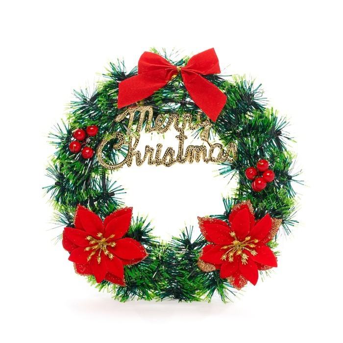 

Hiasan Krans Natal Tinsel Full Aksesoris Dekorasi Gantungan Pintu - Merah 25cm