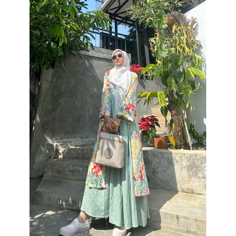 NEW PRODAK TERBARU LIMITID PREMIUM SET OUTER ABSTRAK LEMON SAGE BAHAN RAYON TWILL FASHION KENINIAN