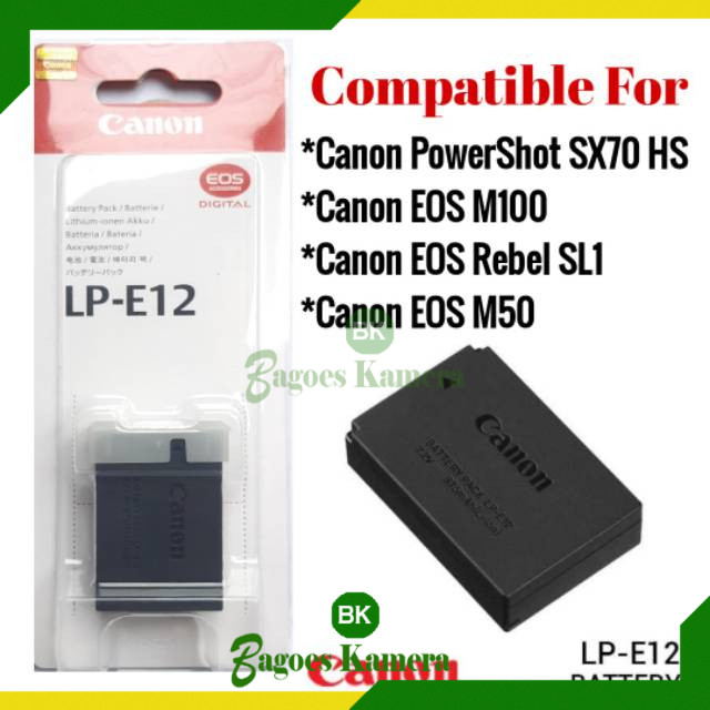 [BK] Baterai Canon LP E12 LP-E12 charger LC E12 Lpe12 for camera Canon EOS M M2 M10 M50 M100 100D KI