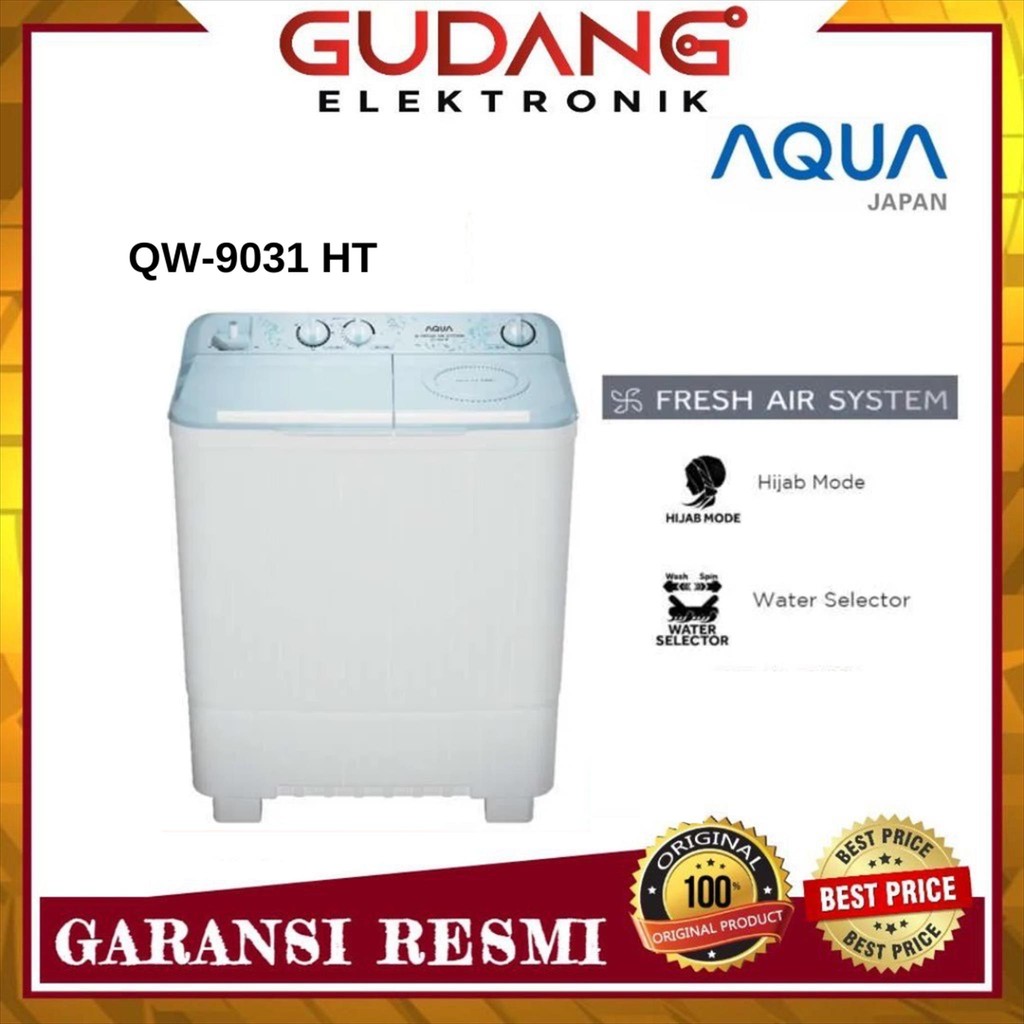 TWIN TUB 9 KG AQUA QW-9031HT MESIN CUCI 2 TABUNG AQUA QW 9031HT