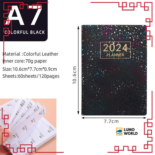 

MINKYS Buku Catatan Harian 2024 Notebook Planner 365 Days Glitz A7 - MK20
