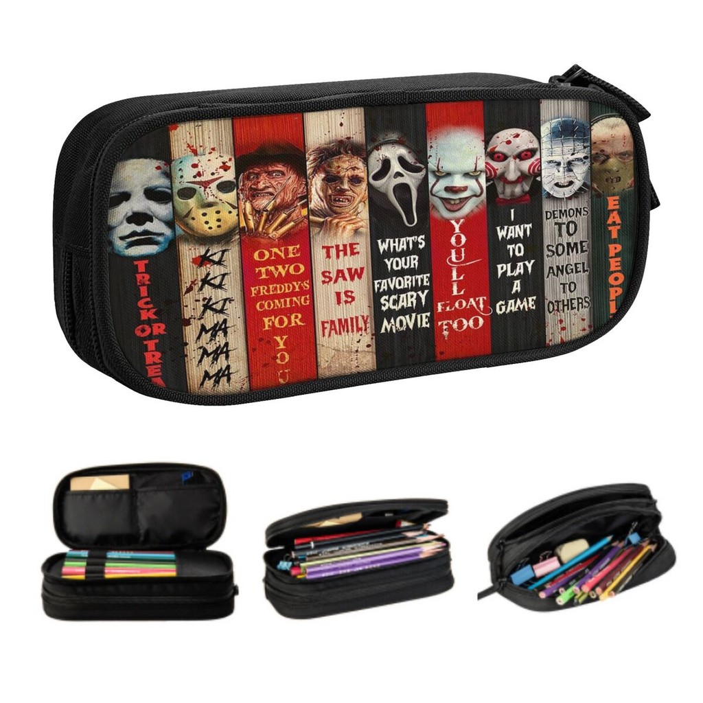 

Custom Halloween Horror Movie Character Pencil Case for Boy Girl Large Capacity Pen Bag Box Stationery