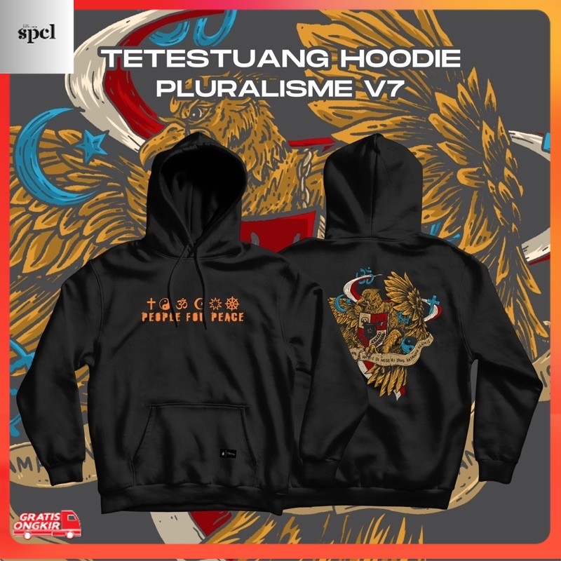 Kaos Kekinian / Tetestuang Hoodie Pluralisme v7 | Pluralisme burung elang | Garuda | Original Hoodie