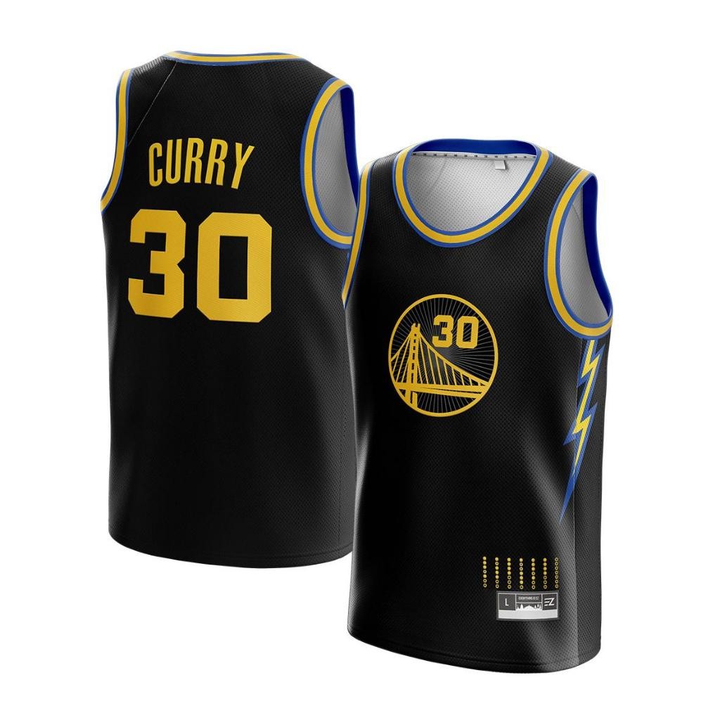 Jersey St Curry Gold3n Stat3 GSW Warrior5 #30 75th Anniversary BLACK HITAM CITY 2021 -  Bola Basket 