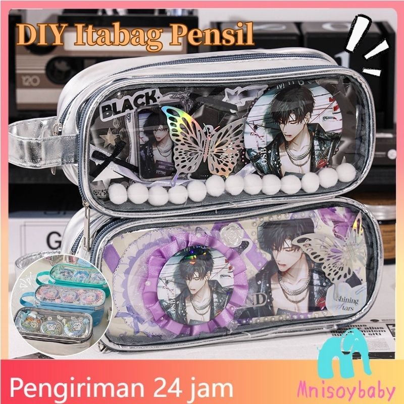 

Kotak pensil PVC tahan air transparan baru kreatif sederhana multifungsi tempat pensil alat tulis siswa sekolah dasar dan menengah DIY Itabag Pensil set