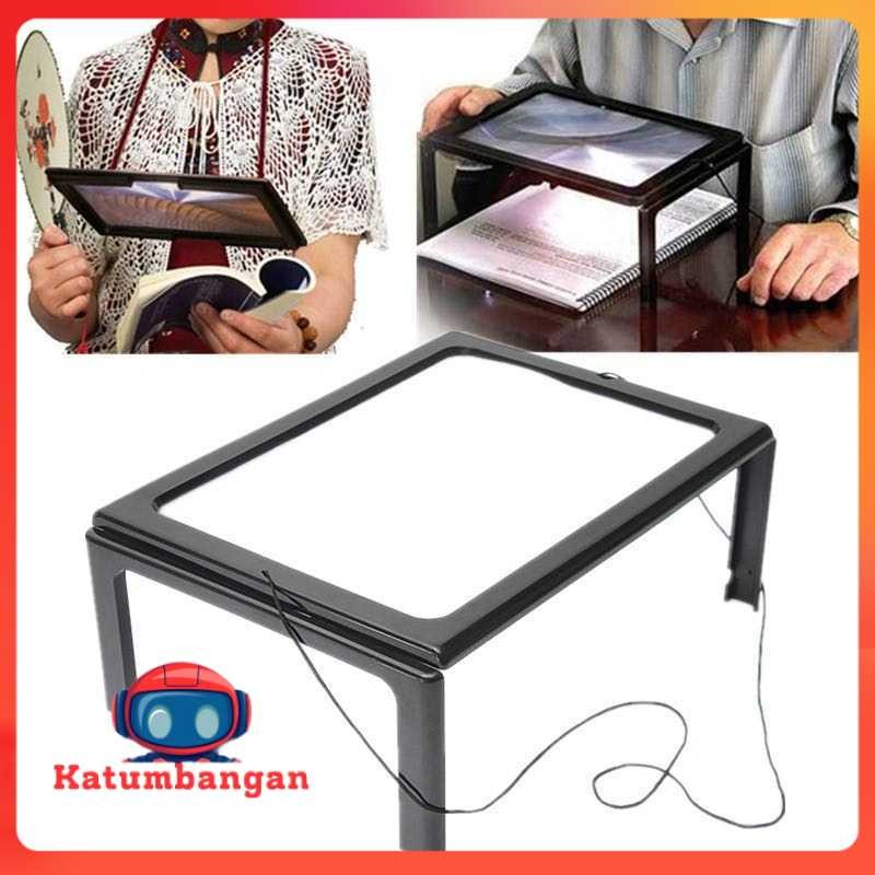 

NEWACALOX Kaca Pembesar Bentuk Meja untuk Baca Magnifier with 4 LED 3X - HL-A4