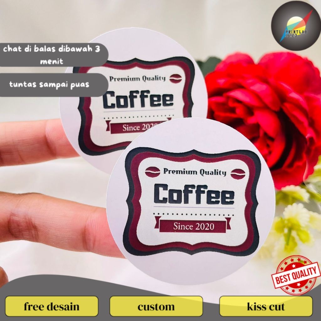 

PrintLab 2-4 Sticker Label Bulat Tema Kopi Stiker Minuman Coffe Free Desain Custom Logo Coffee