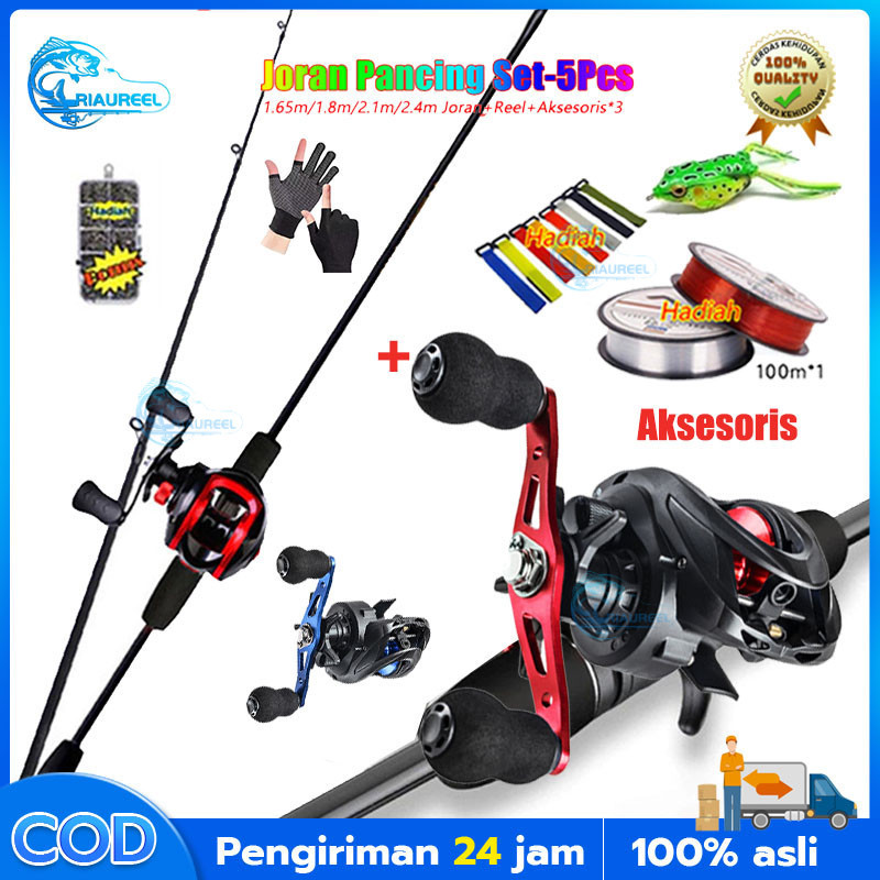 [Riaureel] 1.65m/1.8m/2.1m/2.4m Set Perlengkapan Pancing Pancing Set Lengkap Murah Pancing 1 Set Len