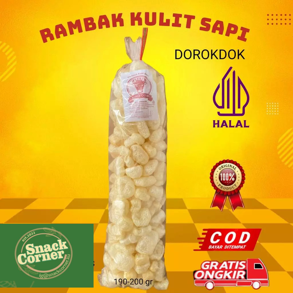 

Kerupuk Kulit Sapi Dorokdok Rambak Krupuk Asli Cemilan enak Halal Aneka Rasa Original Gurih Renyah 150 GR oleh -oleh khas