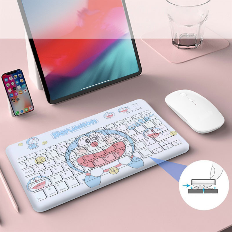 Doraemon collection cute and convenient white simple tablet Bluetooth keyboard and mouse