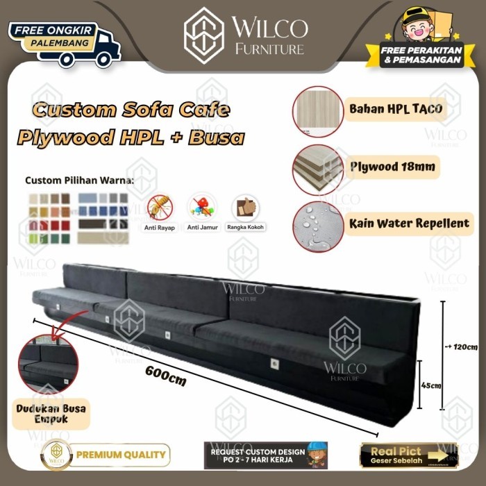 Custom Sofa Cafe Plywood Duco | Sofa Cafe Kain Anti Air Custom | Sofa Plywood Custom Palembang Power