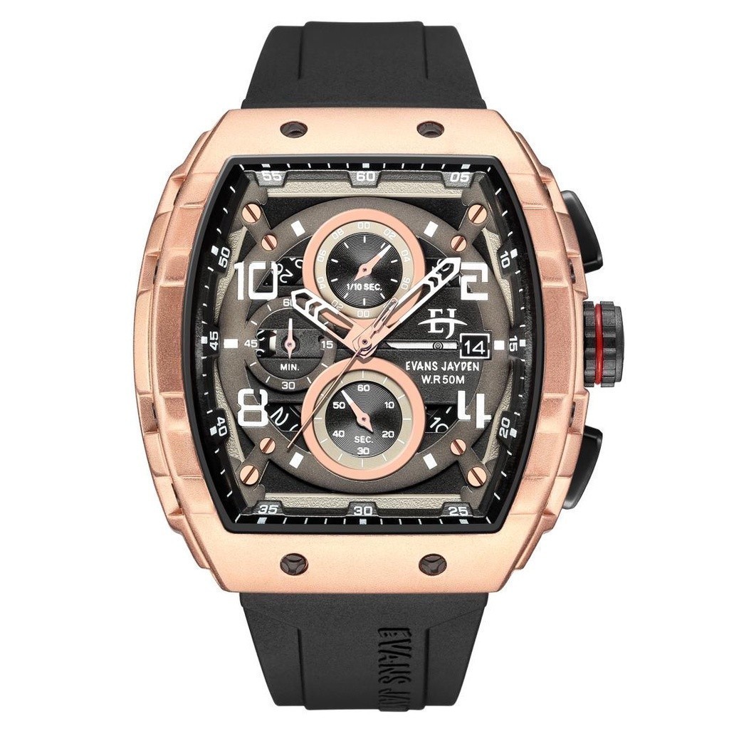 [ DISKON ] Evans Jayden Jam Tangan Pria 9554-2 Rubber Stainless Kaca Sapphire Water Resistant