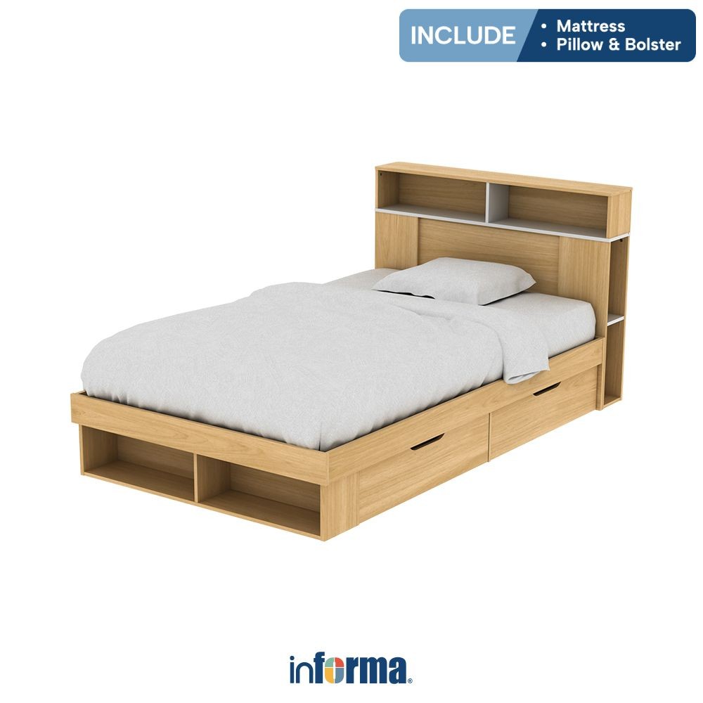 Informa 120x200 cm Gio Tempat Tidur Anak Dengan Matras - Cokelat Euro Bed Ranjang Kasur Perabot Tidu