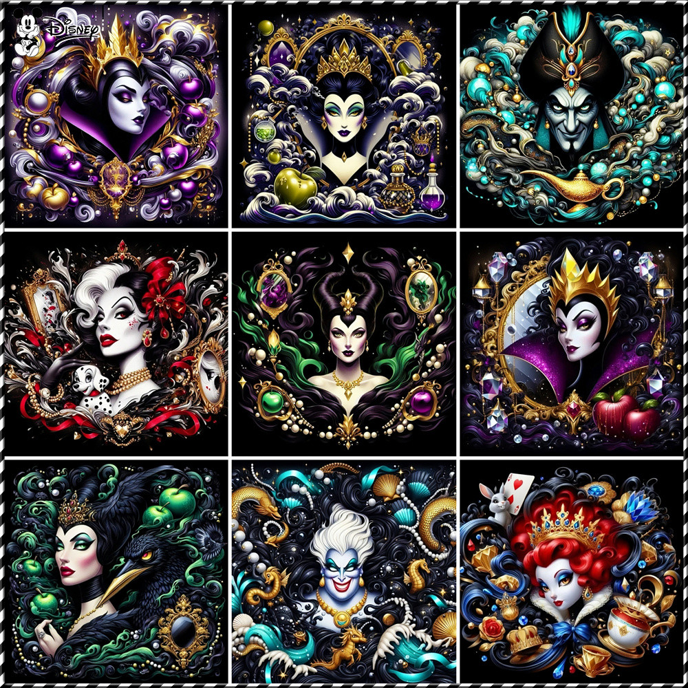 

Disney DIY Oil Painting By Number Villa Evil Queen Drawing By Number Cruella Ursula Cartoon Acrylic Paint Home Decor Gift