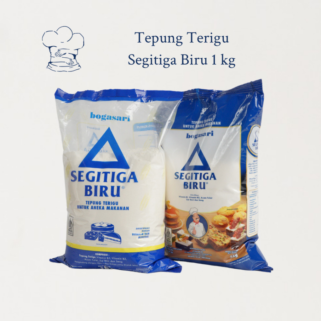 

Tepung Terigu Segitiga Biru 1Kg, Premium & Ekonomis (Protein Sedang)