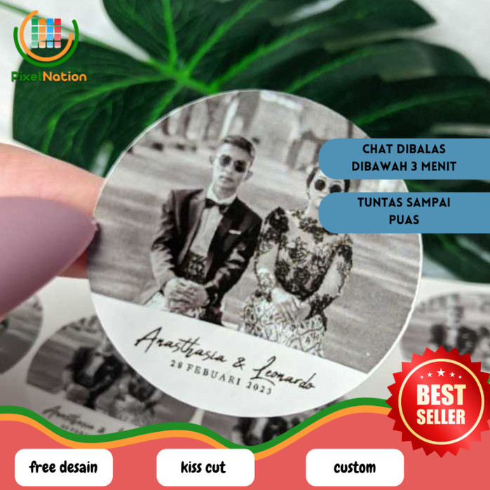 

PiNat 2-4 Stiker Wedding Souvenir Sticker Custom Ucapan Nikah Acara Pernikahan Free Desain