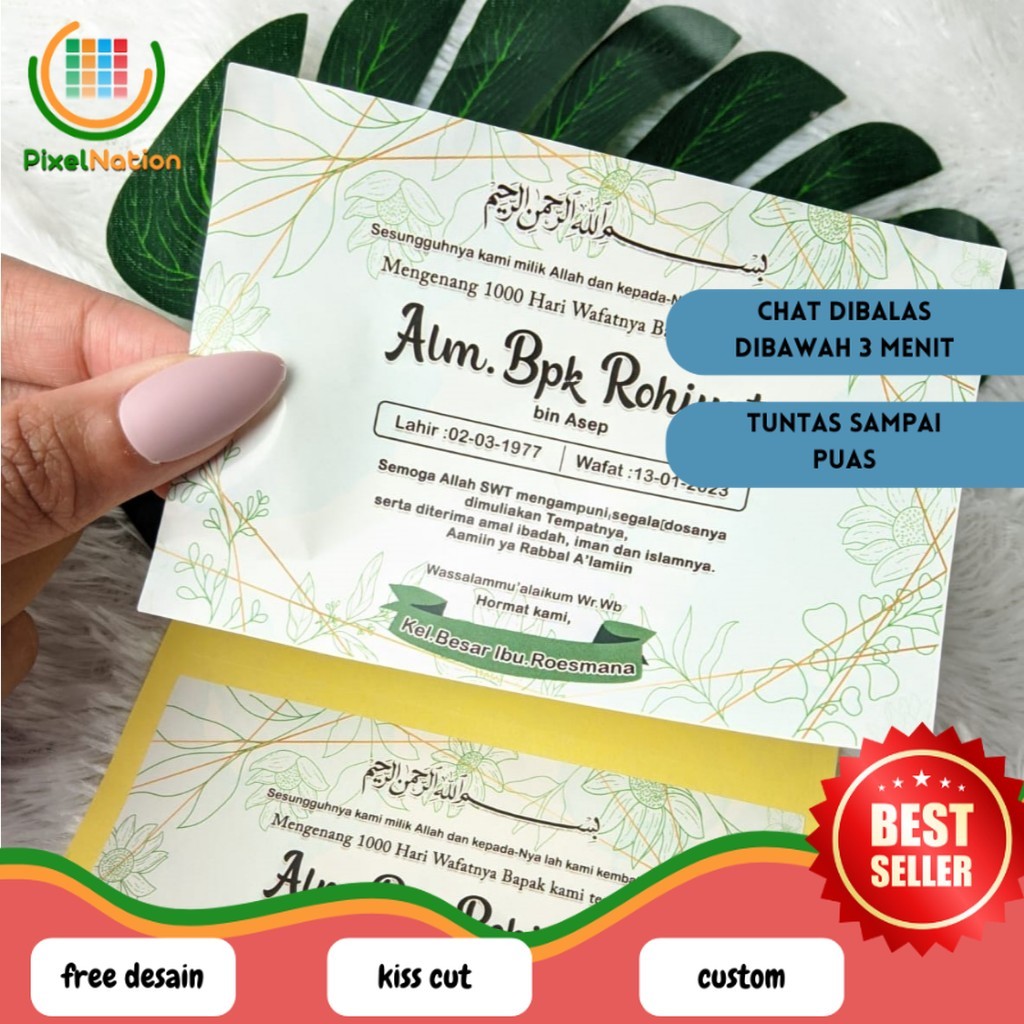 

PiNat Stiker Tahlilan Kartu Wafatnya Persegi Chromo Mengenang 40 100 1000 Hari Sticker Box Murah