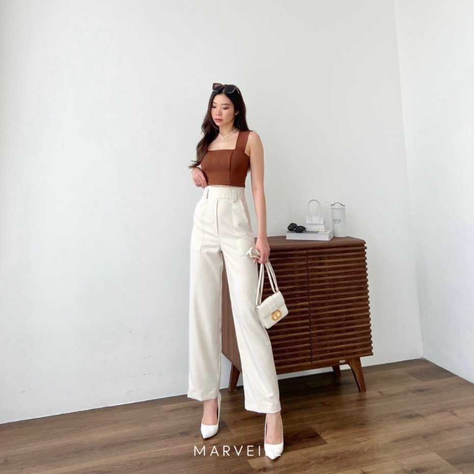 Atasan Set Pants Cewek terbaru top keren  Diora Highwaist Pants / Kulot Straight Cut Pants Wanita mu