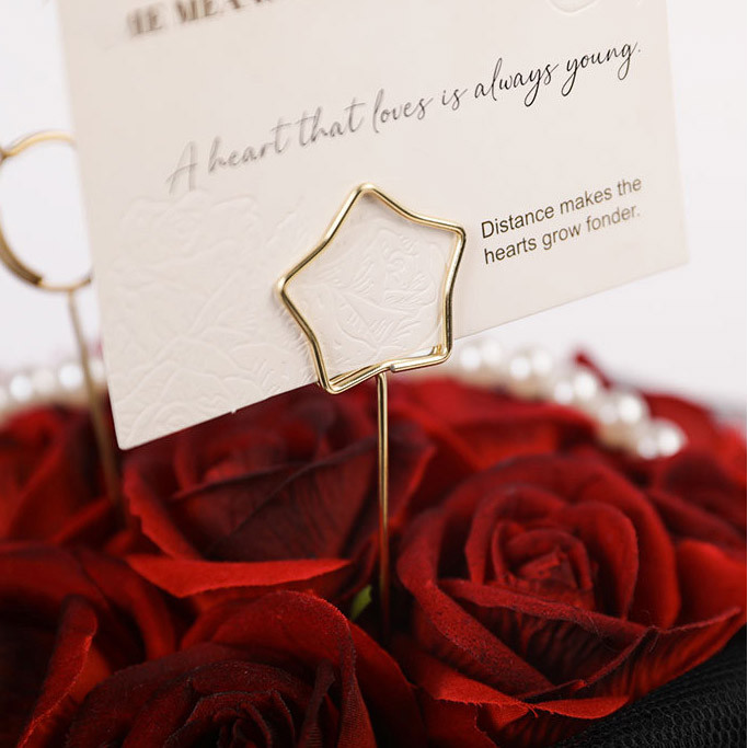 

[10 pcs] Gold Stick Card Holder / Stik Kartu / Penjepit Kartu Ucapan / Klip Kartu Bunga