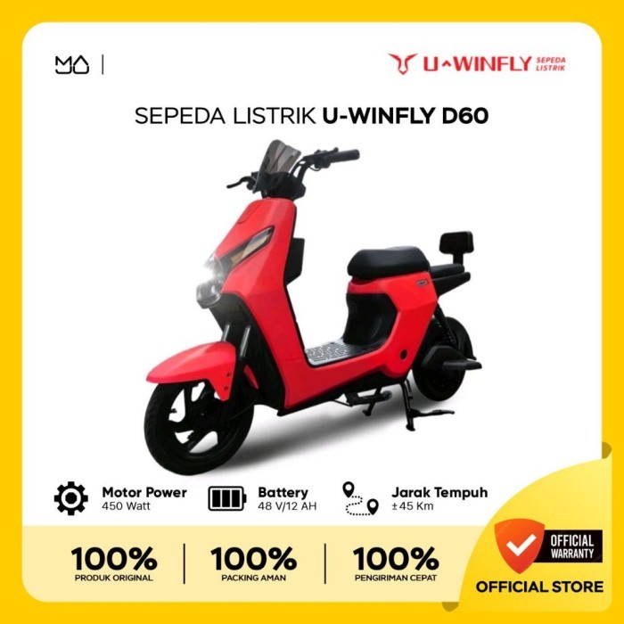 Sepeda Listrik Uwinfly D60 450 W New Series - Garansi Resmi - Hitam