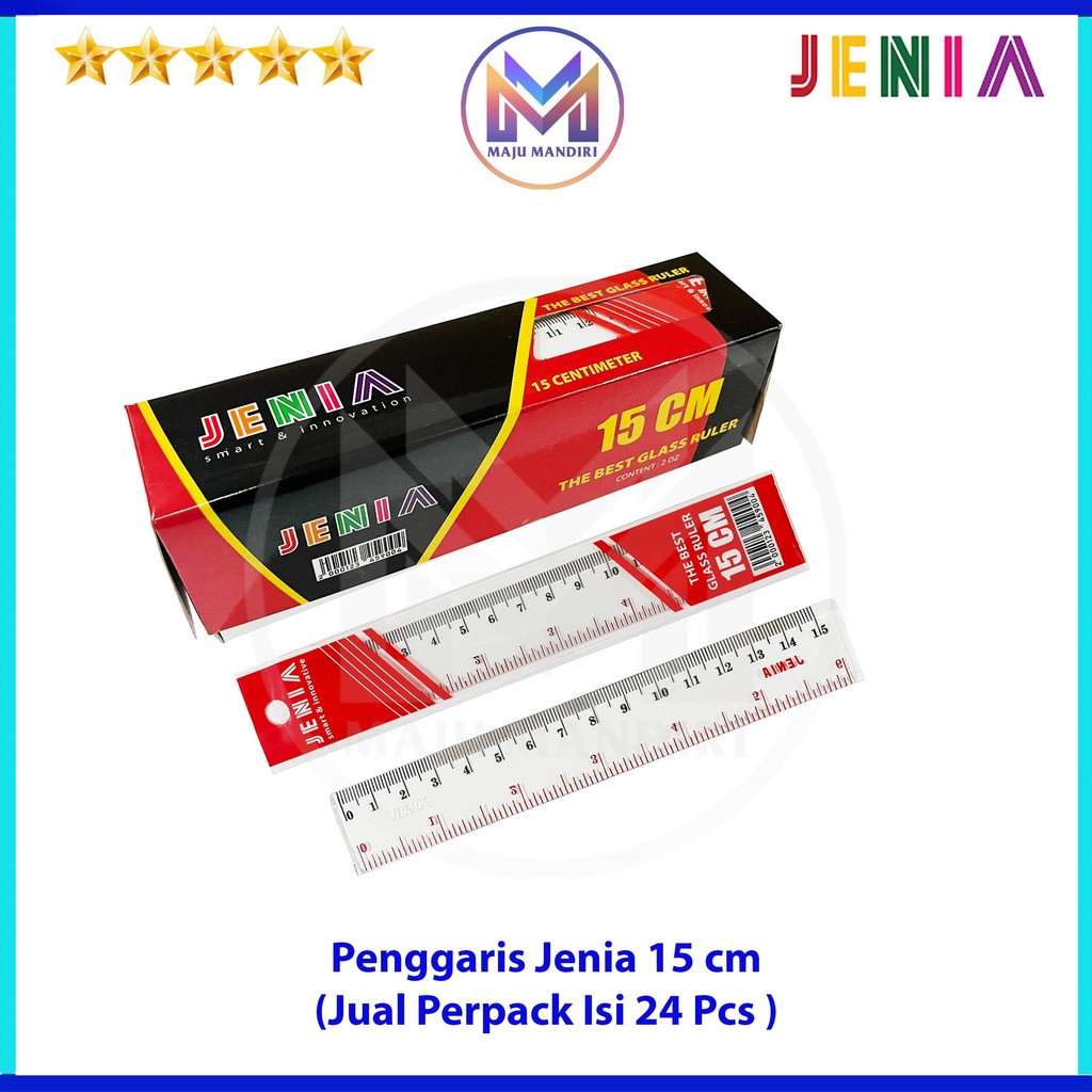 

Penggaris Plastik Jenia 15cm / Garisan Mika Jual per Pack Isi 24pcs
