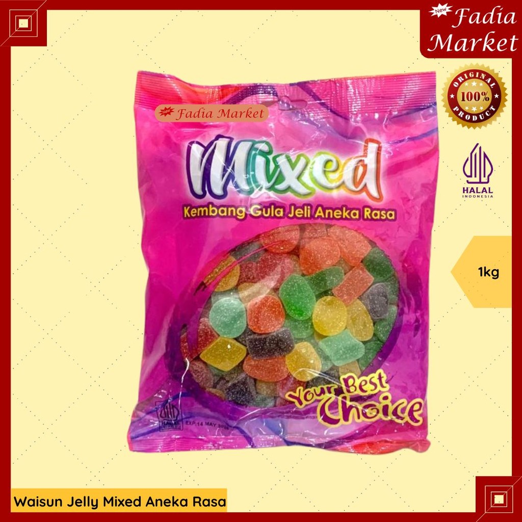 

Waisun Jelly Mixed Malaysia Lunak Aneka Rasa Buah Halal Camilan Anak 1kg