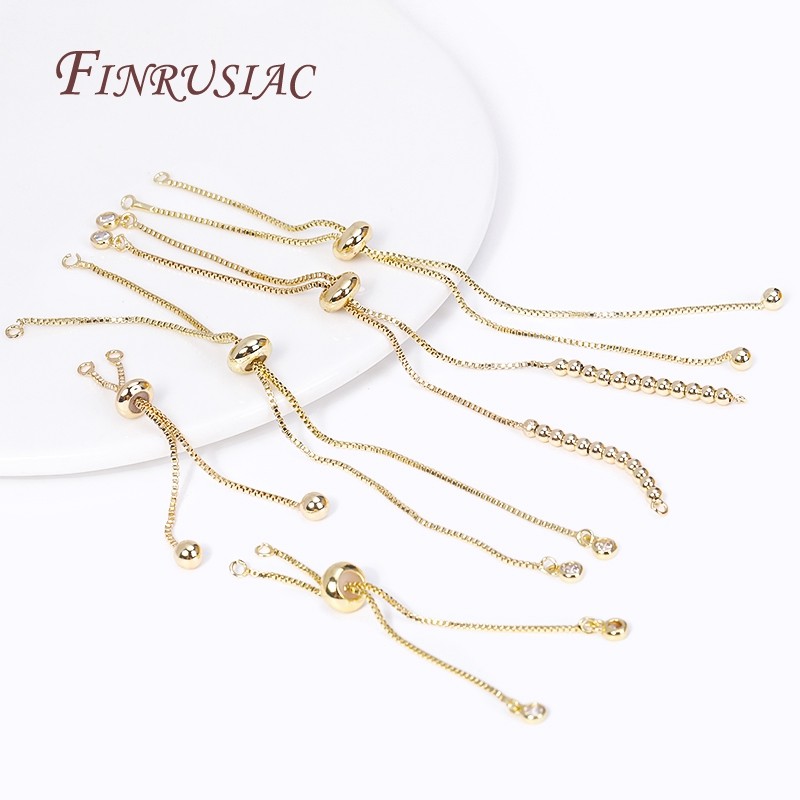 

18K Gold Plated Box Chain Bracelet Component with Silicone Insert Beads For DIY Necklace Jewelry Making Accessories Whole