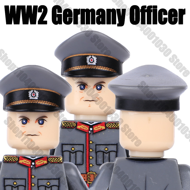 WW2 Military Germany Officer Building Blocks WW1 Soldier Figures Army Warrior Infantry Gun Helmet Wa